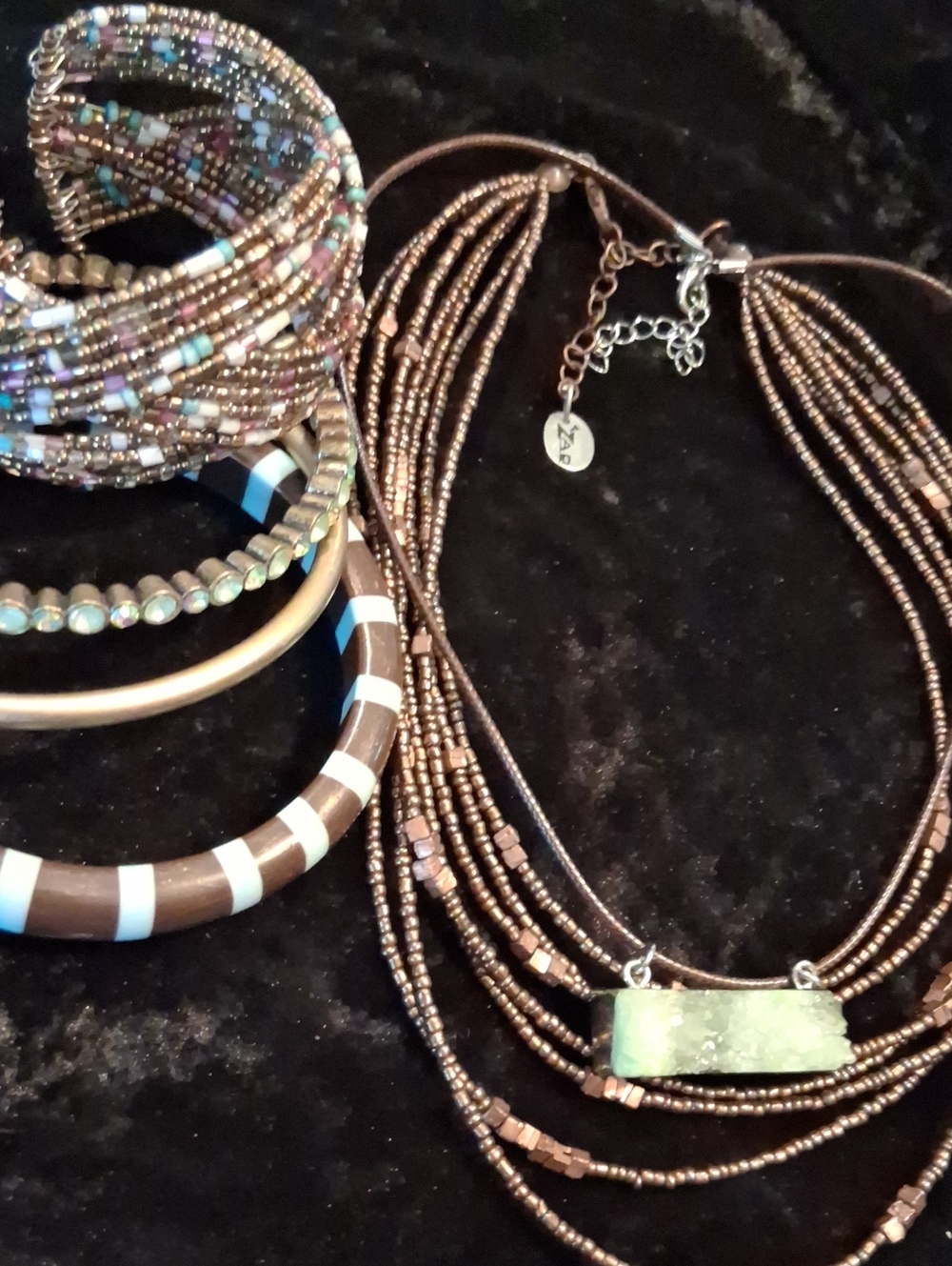 Zara Brown and Turquoise Multi-Row Beaded Bracelet Set